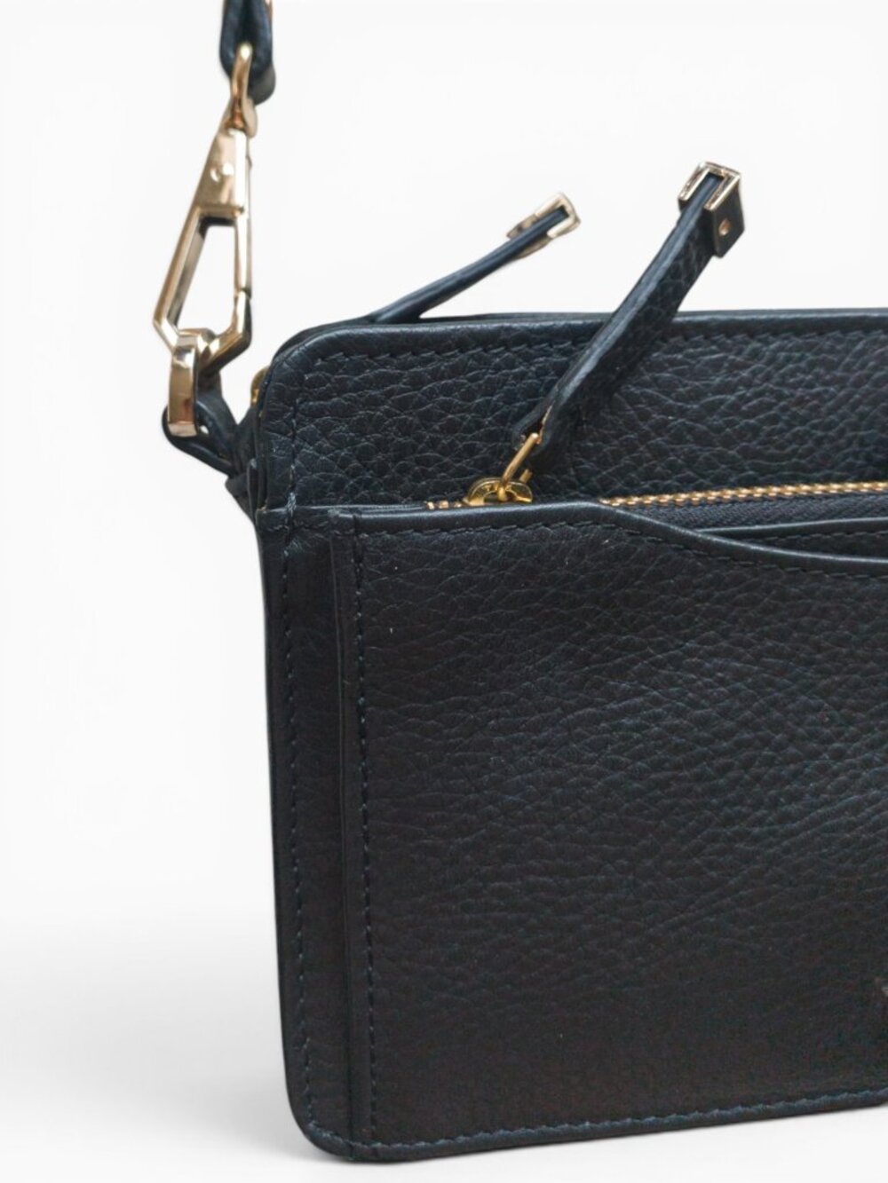 Kiko Pebbled Leather Wallet Crossbody – Black - Picture 4 of 10